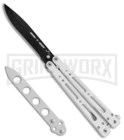 Bear OPS Bear Song IV Arctic White Balisong Butterfly Knife W/Trainer - Black