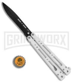 Bear OPS Bear Song IV Arctic White Balisong Butterfly Knife W/Trainer - Black 12 Bear OPS Bear Song IV Arctic White Balisong Butterfly Knife W/Trainer - Black -Buck Knives Sales Store Bear Ops Bear Song IV Butterfly Arctic White Trainer Satin B 400 ALW B BHQ 79336 jr bottlecap large