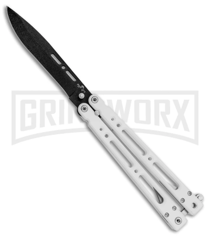 Bear OPS Bear Song IV Arctic White Balisong Butterfly Knife W/Trainer - Black 2 Bear OPS Bear Song IV Arctic White Balisong Butterfly Knife W/Trainer - Black - Image 2