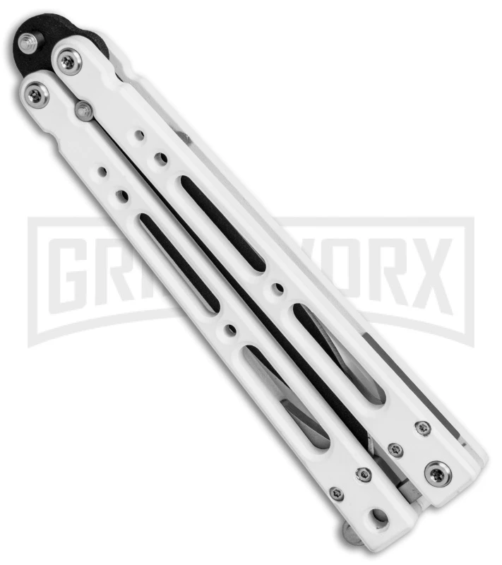 Bear OPS Bear Song IV Arctic White Balisong Butterfly Knife W/Trainer - Black 4 Bear OPS Bear Song IV Arctic White Balisong Butterfly Knife W/Trainer - Black - Image 4