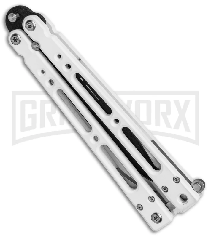 Bear OPS Bear Song IV Arctic White Balisong Butterfly Knife W/Trainer - Black 3 Bear OPS Bear Song IV Arctic White Balisong Butterfly Knife W/Trainer - Black - Image 3