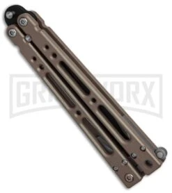 Bear OPS Bear Song IV Dark Sand Balisong Butterfly Knife W/Trainer - Black Plain -Buck Knives Sales Store Bear Ops Bear Song IV Dark Sand Trainer Black BHQ 78830 er side large