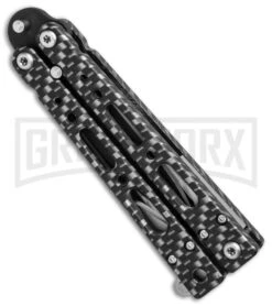 Bear OPS Bear Song IV Sim. Carbon Fiber Small Butterfly Knife - Black Plain -Buck Knives Sales Store Bear Ops Bear Song IV small sim carbon fiber black BHQ 75950 er spine large