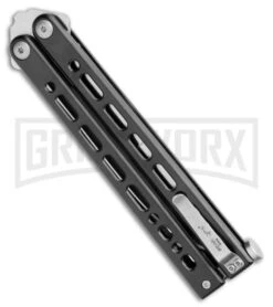 Bear Ops Bear Song VIII Black Butterfly Knife - Bayonet Satin Plain -Buck Knives Sales Store Bear Ops Bear Song VIII Butterfly Bayo Black Satin B 820 SSBK S BHQ 107304 jr side large