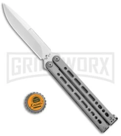 Bear Ops Bear Song VIII Gray Butterfly Knife - Bayonet Satin Plain -Buck Knives Sales Store Bear Ops Bear Song VIII Butterfly Bayo Satin B 820 SS S BHQ 102071 jr bottlecap large