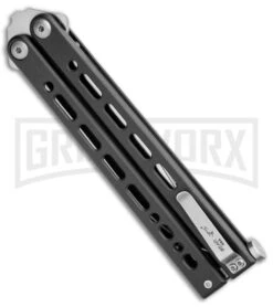 Bear Ops Bear Song VIII Black Butterfly Knife - Clip Point Satin Plain -Buck Knives Sales Store Bear Ops Bear Song VIII Butterfly CP Black Steel Satin BHQ 107303 jr side large