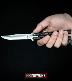 Bear And Son Knives 114AB Large Balisong Butterfly Knife - Bead Blast Tanto 6 Bear And Son Knives 114AB Large Balisong Butterfly Knife - Bead Blast Tanto -Buck Knives Sales Store Bear Son 114B Large Butterfly Knife Black Satin BHQ 0364 kp in hand web large