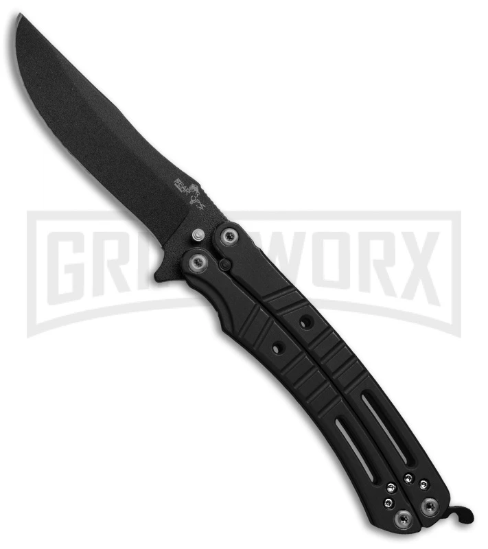Bear OPS Bear-Song VI Black Butterfly Knife - Black Plain 1 Bear OPS Bear-Song VI Black Butterfly Knife - Black Plain