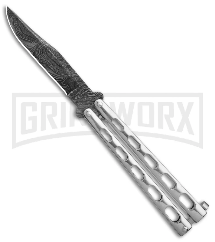 Bear & Son Knives SS14D Stainless Steel Butterfly Knife - Clip Point Damascus 1 Bear & Son Knives SS14D Stainless Steel Butterfly Knife - Clip Point Damascus