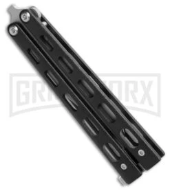 Bear And Son Knives 113B Small Black Balisong Butterfly Knife - Satin Plain 5 Bear And Son Knives 113B Small Black Balisong Butterfly Knife - Satin Plain -Buck Knives Sales Store Bear and Son 113B Small Butterfly Balisong Knife Black Textured 3.3in Satin BHQ 0367 hd 2 side large