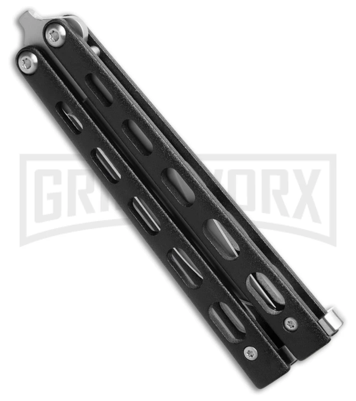 Bear And Son Knives 113B Small Black Balisong Butterfly Knife - Satin Plain 2 Bear And Son Knives 113B Small Black Balisong Butterfly Knife - Satin Plain - Image 2
