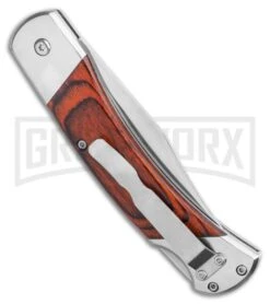 Bear And Son Rosewood Automatic Lockback Knife - Satin Plain 6 Bear And Son Rosewood Automatic Lockback Knife - Satin Plain -Buck Knives Sales Store Bear and Son Automatic Lockback Knife Rosewood 5 Satin BHQ 120296 LS Side large