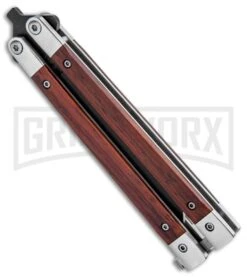 Bear And Son Cocobolo Wood Balisong Butterfly Knife - Black Plain -Buck Knives Sales Store Bear and Son Butterfly Cocobolo Wood Handles Black CB17 BHQ 0888 jr side large