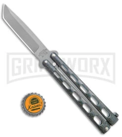 Bear & Son 114 Galaxy Butterfly Knife - Stonewash Tanto Plain 7 Bear & Son 114 Galaxy Butterfly Knife - Stonewash Tanto Plain -Buck Knives Sales Store Bear and Son Butterfly Knife Black Sparkles Gray SW Tanto BHQ 141043 jr bottlecap large