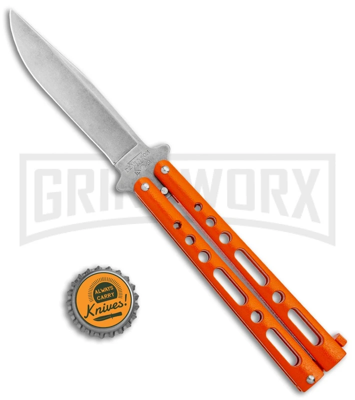 Bear & Son Butterfly Knife Orange Steel - Clip Point Plain 4 Bear & Son Butterfly Knife Orange Steel - Clip Point Plain - Image 4