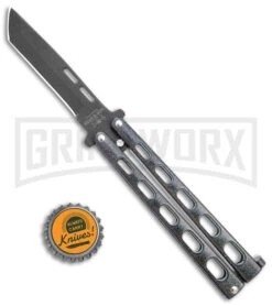 Bear & Son 115 Galaxy Butterfly Knife - Black Tanto Plain -Buck Knives Sales Store Bear and Son Large Butterfly Tanto Galaxy Black BHQ 141492 jr bottlecap large