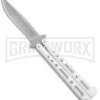 Benchmark White Epoxy Steel Butterfly Knife - Stonewash Plain