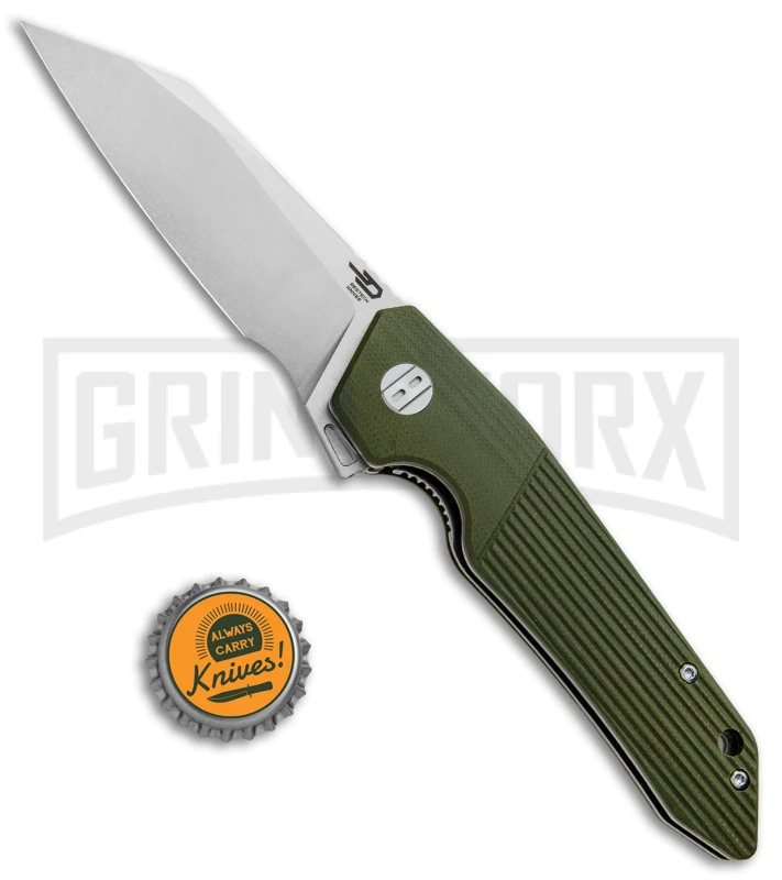 Bestech Knives Barracuda Green Liner Lock Knife - Stonewash Plain 4 Bestech Knives Barracuda Green Liner Lock Knife - Stonewash Plain - Image 4