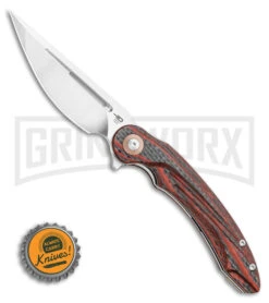 Bestech Knives Irida Red G-10/CF Folding Knife - Satin Plain -Buck Knives Sales Store Bestech Knives Irida Liner Lock Knife Red G 10 CF 4.8 Satin BG25E BHQ 112087 LS Bottlecap large