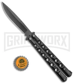 Black Balisong Butterfly Knife - (9.60" Black) 7 Black Balisong Butterfly Knife - (9.60" Black) -Buck Knives Sales Store Black Balisong Butterfly Black GX 37517 jr bottlecap large