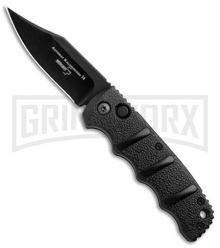 Boker Kalashnikov Black Bowie Automatic Knife - D2 Black Plain 1 Boker Kalashnikov Black Bowie Automatic Knife - D2 Black Plain