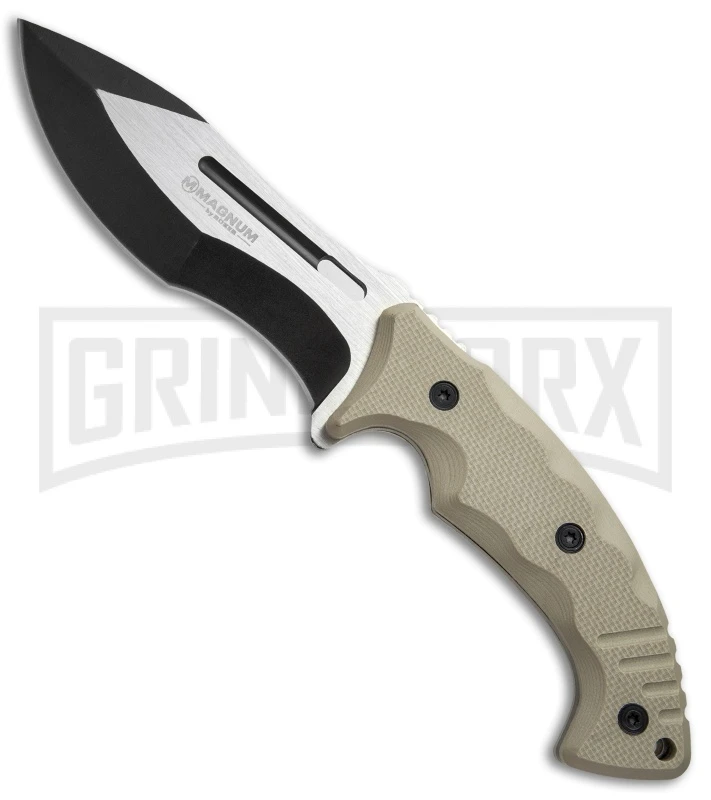 Boker Magnum Joint Adventure Tan G-10 Fixed Blade Knife - Two Tone Plain 1 Boker Magnum Joint Adventure Tan G-10 Fixed Blade Knife - Two Tone Plain