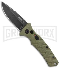 Boker Mini Strike Automatic Knife OD Green - Drop Point Black SW Plain
