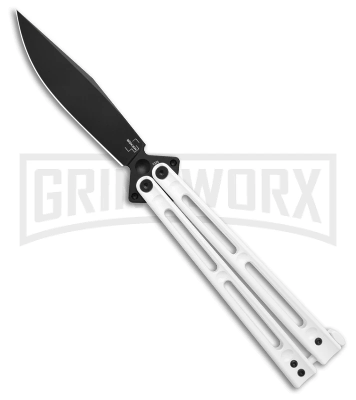 Boker Plus Papillon Butterfly Knife White - Black Plain 1 Boker Plus Papillon Butterfly Knife White - Black Plain