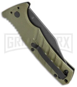 Boker Plus Strike OD Green Automatic Knife - Bowie Black Stonewash Plain 6 Boker Plus Strike OD Green Automatic Knife - Bowie Black Stonewash Plain -Buck Knives Sales Store Boker Plus Strike Bowie Auto OD Green Black Wash BHQ 125301 jr side large