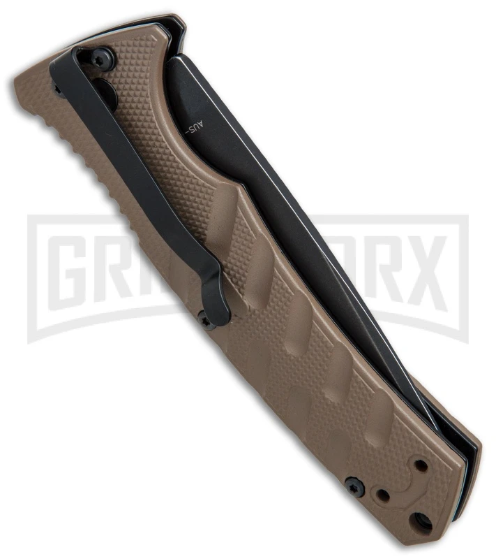 Boker Plus Strike Coyote Brown Automatic Knife - Tanto Black SW Serr 2 Boker Plus Strike Coyote Brown Automatic Knife - Tanto Black SW Serr - Image 2