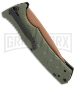 Boker Plus Strike Desert Warrior OD Green Automatic Knife - Tanto Copper Plain -Buck Knives Sales Store Boker Plus Strike Tanto Desert Warrior OD Green copper BHQ 68520 er side jr large