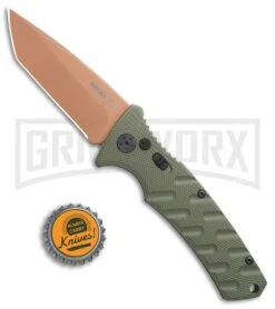 Boker Plus Strike Desert Warrior OD Green Automatic Knife - Tanto Copper Plain -Buck Knives Sales Store Boker Plus Strike Tanto Desert Warrior OD Green copper BHQ 68520 jr bottlecap large