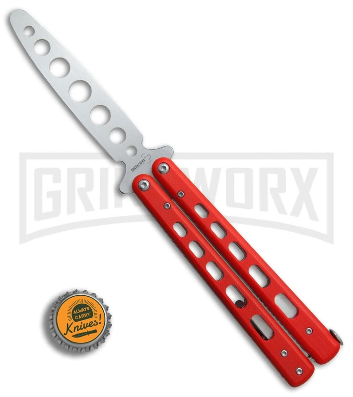 Boker Plus 01BO712 Red G-10 Balisong Trainer Butterfly Trainer - Satin 4 Boker Plus 01BO712 Red G-10 Balisong Trainer Butterfly Trainer - Satin - Image 4