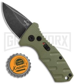 Boker Stubby Strike OD Green Automatic Knife - Black Stonewash -Buck Knives Sales Store Boker Stubby Strike CA Legal Auto OD Green Smokewash 01BO442NSOI BHQ 99648 jr bottlecap large