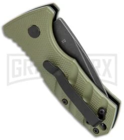 Boker Stubby Strike OD Green Automatic Knife - Black Stonewash -Buck Knives Sales Store Boker Stubby Strike CA Legal Auto OD Green Smokewash 01BO442NSOI BHQ 99648 jr side large