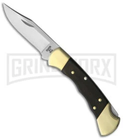 Buck Knives Buck Ranger 112 Finger Grooved Ebony Wood Lockback Knife - Satin Plain