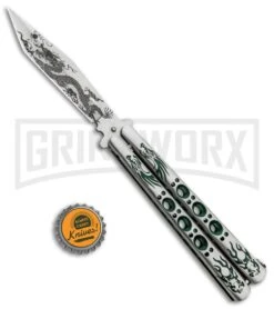 Butterfly Knife Green Dragon Etched Blade - Satin Tanto 7 Butterfly Knife Green Dragon Etched Blade - Satin Tanto -Buck Knives Sales Store Butterfly Knife Green Dragon Etched Blade PK4 GX 32065 jr bottlecap large