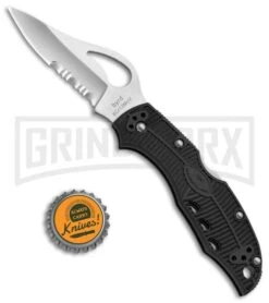 Byrd Meadowlark Black FRN Folding Knife - Satin Serr -Buck Knives Sales Store Byrd Meadlowlark FRN LB Satin Serr BY04PSBK BHQ 6921 jr bottlecap large