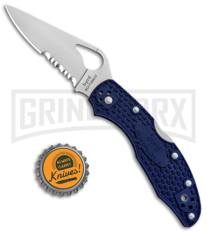 Byrd Meadowlark 2 Blue FRN Folding Knife - Satin Serr 4 Byrd Meadowlark 2 Blue FRN Folding Knife - Satin Serr - Image 4