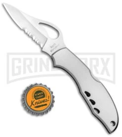 Byrd Meadowlark Stainless Steel Folding Knife - Satin Serr -Buck Knives Sales Store Byrd Meadowlark LB SS Satin Serr BY04PSCP BHQ 97669 jr bottlecap large