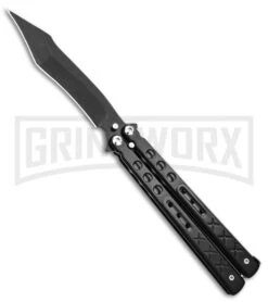 Chalkhill Balisong Butterfly Knife - Black Tanto Dotted