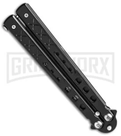 Chalkhill Balisong Butterfly Knife - Black Tanto Dotted -Buck Knives Sales Store Chalkhill Balisong Black Butterfly Knife Black Plain GX 37647 td side large