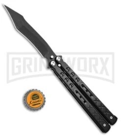 Chalkhill Balisong Butterfly Knife - Black Tanto Dotted -Buck Knives Sales Store Chalkhill Balisong Black Butterfly Knife Black Plain GX 37647 td size large