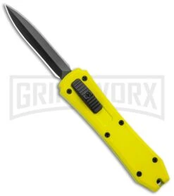 Coffin Blaster Neon Yellow DA/OTF Automatic Knife - Black Plain