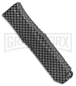 Mini Marvel Sim. Carbon Fiber HL OTF Automatic Knife - Black Tanto Blade -Buck Knives Sales Store Coffin Blaster Sim CF DA OTF Auto Tanto Black GX 33815 jr side large