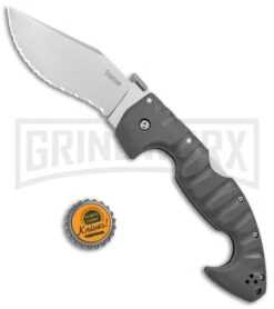 Cold Steel Spartan Gray Folding Knife - Stonewash Serrated -Buck Knives Sales Store Cold Steel Spartan Kopis Tri Ad Lock SW Serr BHQ 140027 jr bottlecap large
