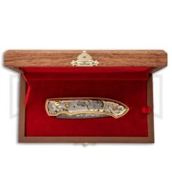 Custom Russian Gold Fish Automatic Knife - Damascus Plain 9 Custom Russian Gold Fish Automatic Knife - Damascus Plain -Buck Knives Sales Store Custom Russian Gold Fish Automatic Damascus RV HC5 FISH DAM GX 31051 jr box large