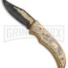 Custom Russian Gold Lion Automatic Knife - Damascus Plain