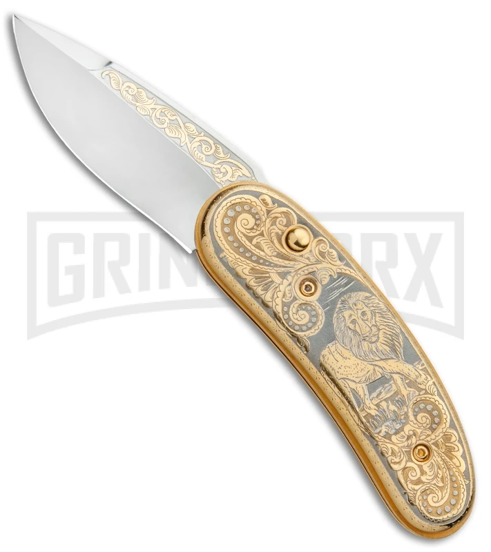 Custom Russian Gold Lion Automatic Knife - Polish Plain 1 Custom Russian Gold Lion Automatic Knife - Polish Plain