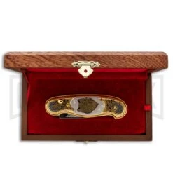 Custom Russian Gold Wolf Automatic Knife - Polish Plain -Buck Knives Sales Store Custom Russian Gold Wolf Auto Polish RV HC2M WOLF GX 31047 jr box large